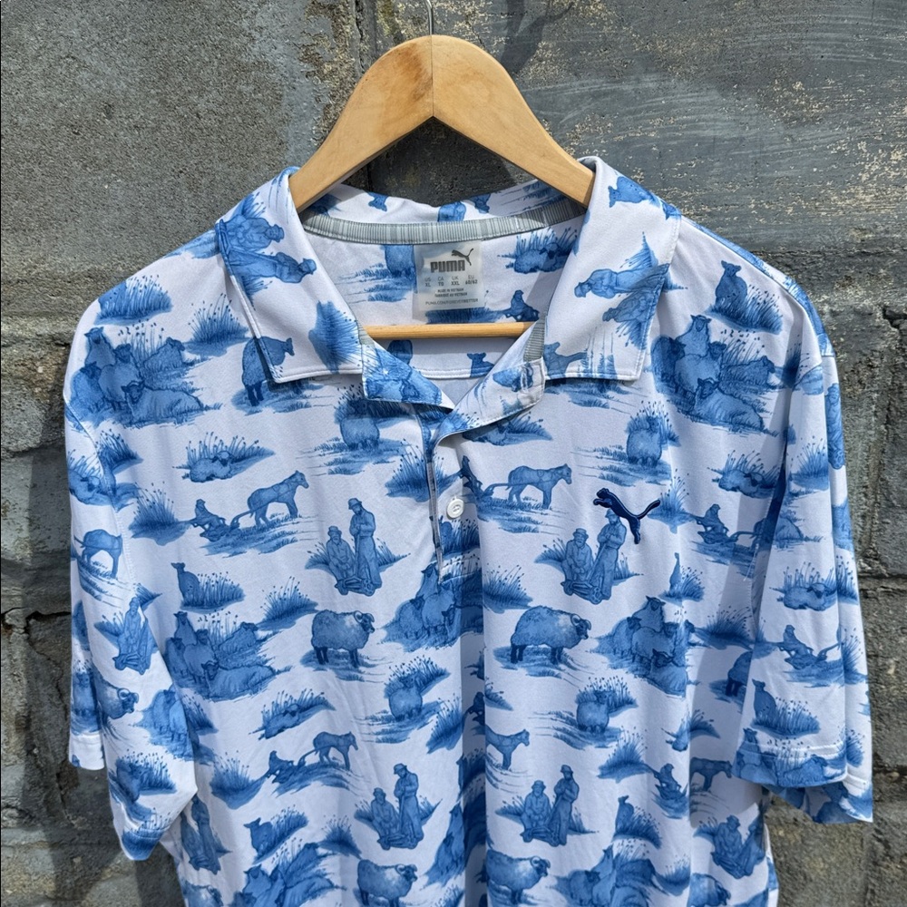 Puma Golf Polo XL White All over print rancher sheep shepherd western